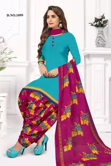 Kimisha Women's Sky Blue Crepe Printed Unstitched Salwar Suit Dress Material