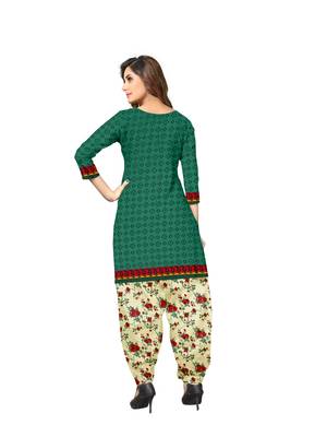 Kimisha Women's Green Crepe Printed Unstitched Salwar Suit Dress Material 2