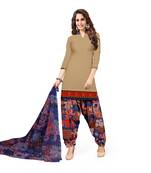 Kimisha Women's Beige Crepe Printed Unstitched Salwar Suit Dress Material