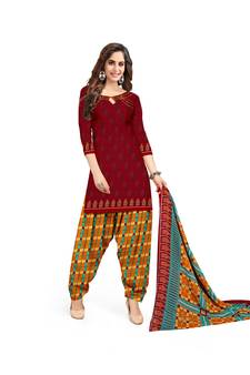 Women'S Maroon Crepe Printed Unstitched Salwar Suit Dress Material