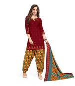 Women'S Maroon Crepe Printed Unstitched Salwar Suit Dress Material