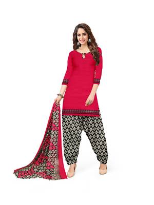 Kimisha Women's Red Crepe Printed Unstitched Salwar Suit Dress Material 1