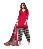 Kimisha Women's Red Crepe Printed Unstitched Salwar Suit Dress Material