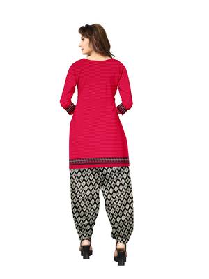 Kimisha Women's Red Crepe Printed Unstitched Salwar Suit Dress Material 2