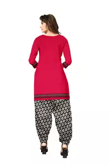 Kimisha Women's Red Crepe Printed Unstitched Salwar Suit Dress Material