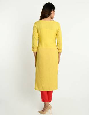 Yellow embroidered rayon embroidered-kurtis 3