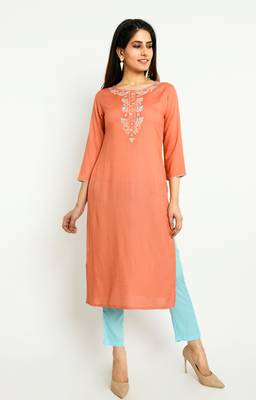 Coral embroidered rayon embroidered-kurtis 1
