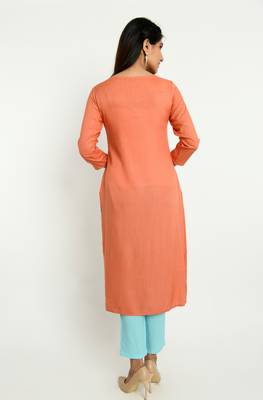 Coral embroidered rayon embroidered-kurtis 3