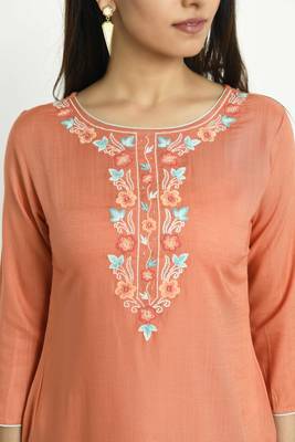 Coral embroidered rayon embroidered-kurtis 4