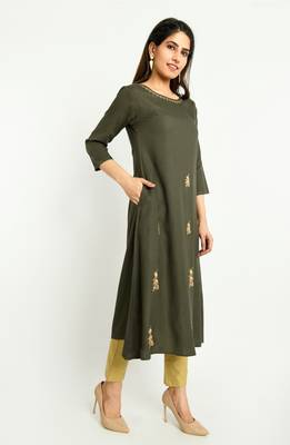 Green embroidered rayon embroidered-kurtis 2