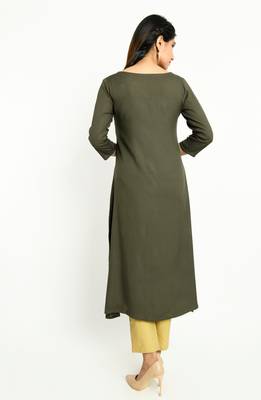 Green embroidered rayon embroidered-kurtis 3