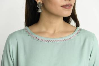 Blue embroidered rayon embroidered-kurtis 4