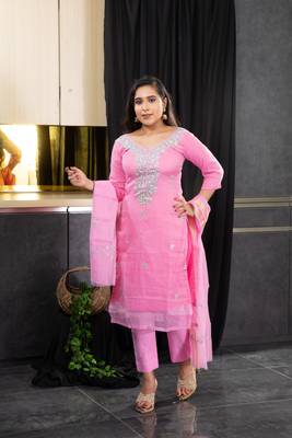 Pink stone kota doria salwar 1