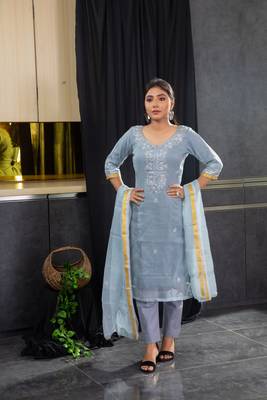 Grey stone kota doria salwar 1