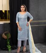 Grey stone kota doria salwar