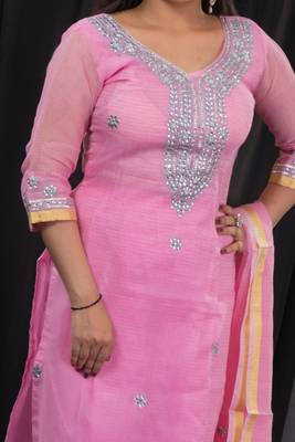 Pink stone kota doria salwar 2