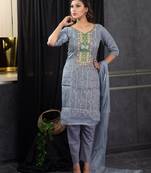 Grey thread embroidery kota doria salwar