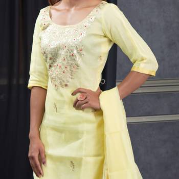 Yellow pita work kota doria salwar 2