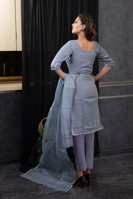 Grey thread embroidery kota doria salwar 3