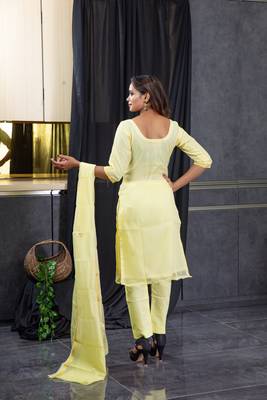 Yellow pita work kota doria salwar 3