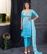 Sky-blue pita work kota doria salwar
