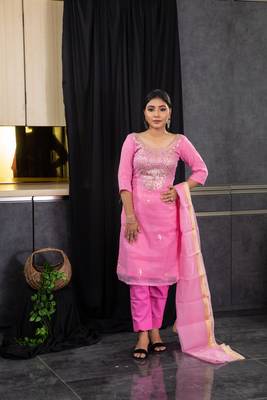 Pink pita work kota doria salwar 1