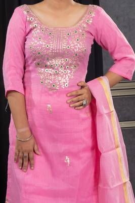 Pink pita work kota doria salwar 2