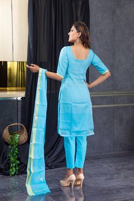 Sky-blue pita work kota doria salwar 3