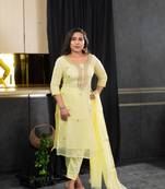 Yellow beads kota doria salwar
