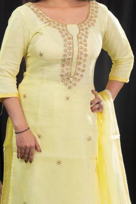 Yellow beads kota doria salwar 2