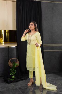 Yellow beads kota doria salwar 4