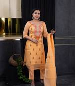 Orange thread embroidery kota doria salwar