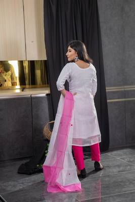 White thread embroidery kota doria salwar 3