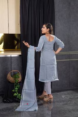 Grey thread embroidery kota doria salwar 3
