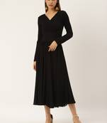 Label Ritu Kumar Black Full Sleeves Black Self-Work Evening Long Dress