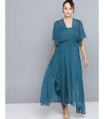 Label Ritu Kumar Blue Half Sleeves Long Dress With Camisole