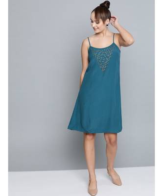 Label Ritu Kumar Blue Half Sleeves Long Dress With Camisole 3