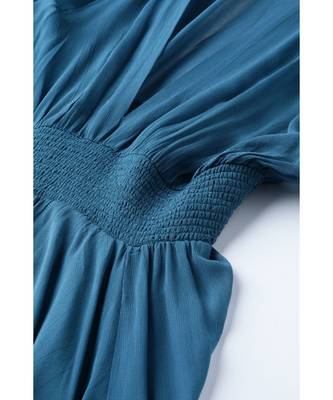 Label Ritu Kumar Blue Half Sleeves Long Dress With Camisole 4