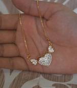 Heart shape white stone studded pendent with chain