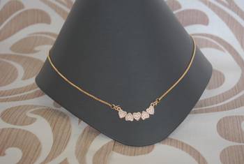 Heart shape white stone studded pendent with chain 2