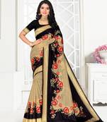 Women Black Poly Silk Embroidered with jaqcard Border Designer Saree