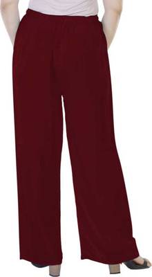 Maroon plain rayon palazzo pants 2