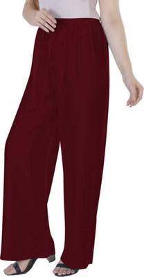 Maroon plain rayon palazzo pants 3