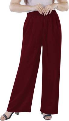 Maroon plain rayon palazzo pants 4