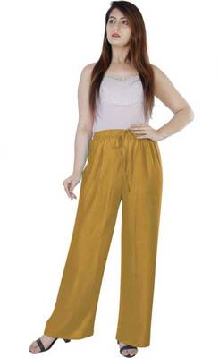 Mustard plain rayon palazzo pants 1