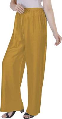 Mustard plain rayon palazzo pants 3
