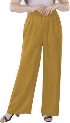 Mustard plain rayon palazzo pants 4