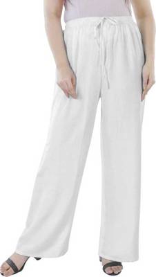 White plain rayon palazzo pants 2