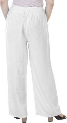 White plain rayon palazzo pants 3