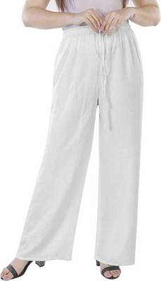 White plain rayon palazzo pants 4